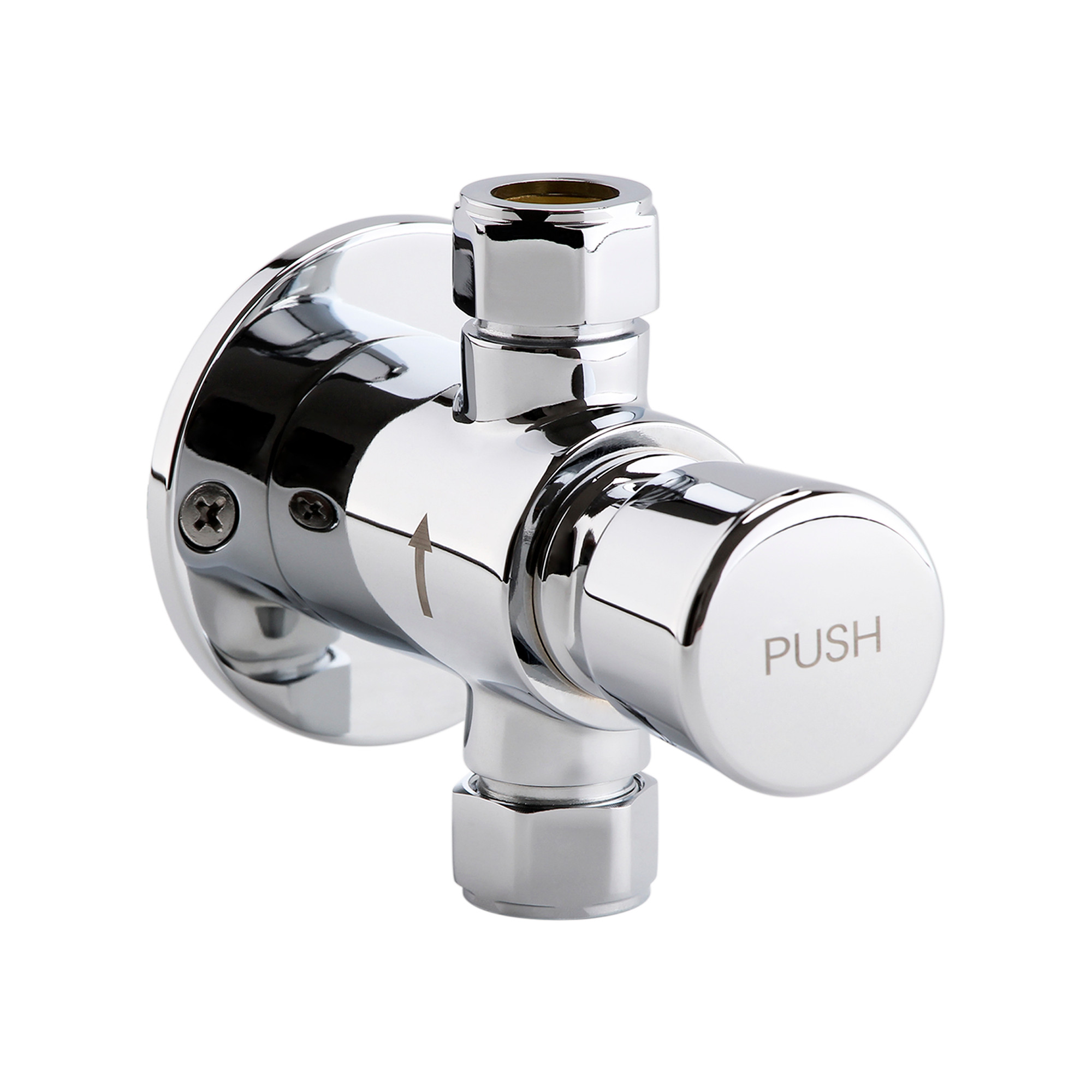ENKI, Vision, BT4023, Chrome, Self-Closing Delay Action Shower Tap, Solid Brass Non-Concussive Shower Valve Tap, Push Button Bathroom Shower Valve, Urinal Flush Valve, Time Adjustable image